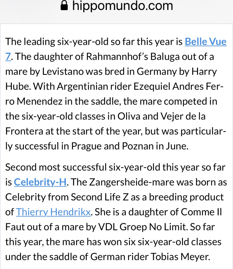 🤩🏆💪 wat een geweldig nieuws " Celebrity-H from Second Life Z , staat op nummer 2 als meest succesvolle , zesjarige paard  in de wereld , tot nu toe voor 2021 !!!